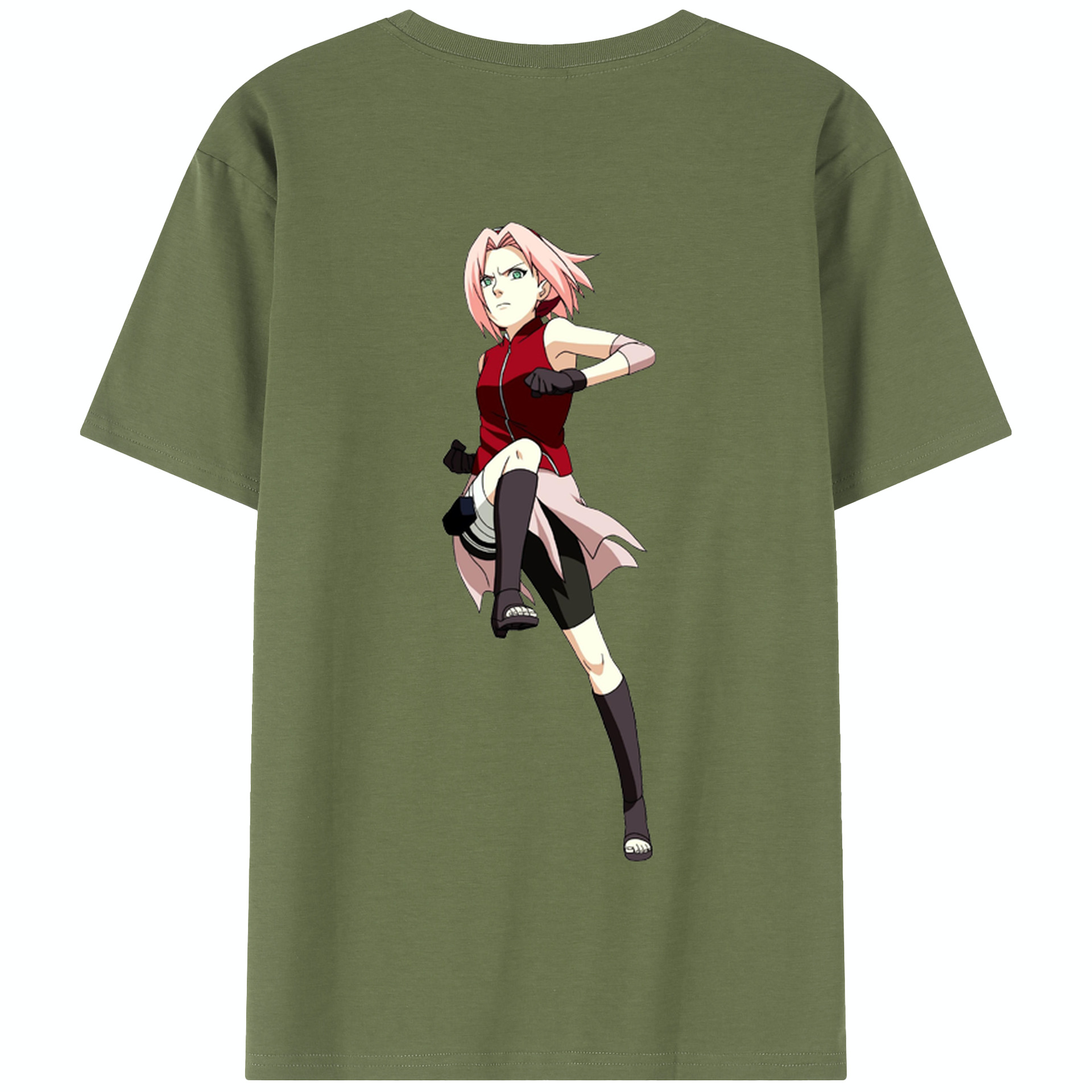 （画像用） NARUTO -ナルト- 春野サクラ Haruno Sakura 綿100％半袖Tシャツ（背面プリント）